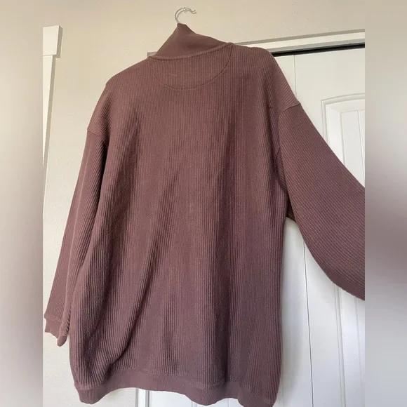 Aerie Ribbed Quarter-Zip Pullover | Oversized - Picture 6 of 6